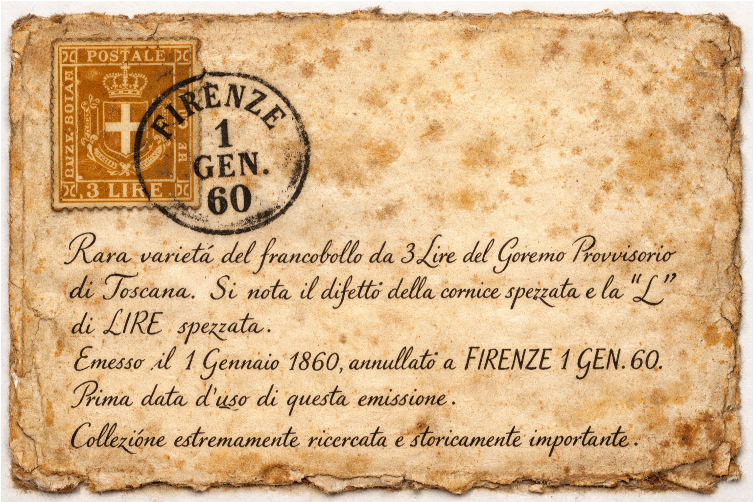 Provisional Government of Tuscany 3 Lire